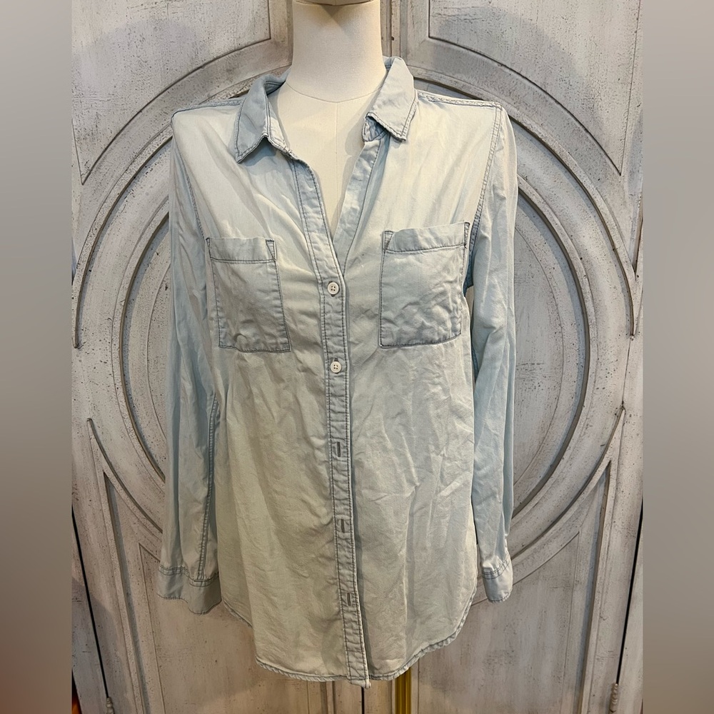 Thread And Supply Light Blue Denim Button Down Sh… - image 1